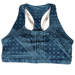 Fabletics Sports Bra Women's XXL Blue Paisley Strappy Back Medium Support Gym